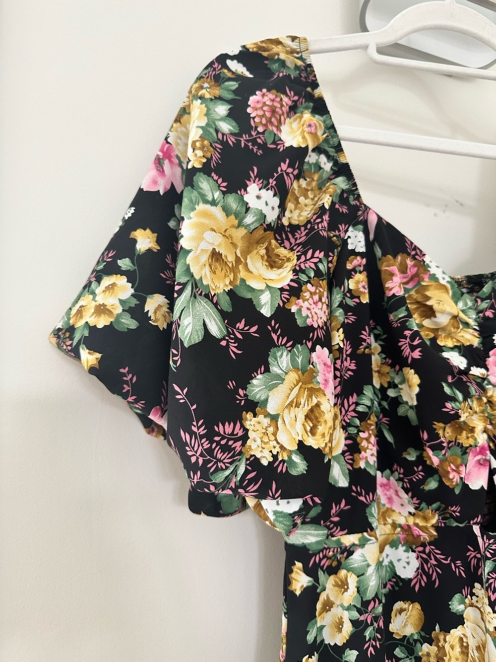 Floral Tiered Maxi Dress in Black with Pink & Cream Blooms (never worn) - Picture 6 of 7